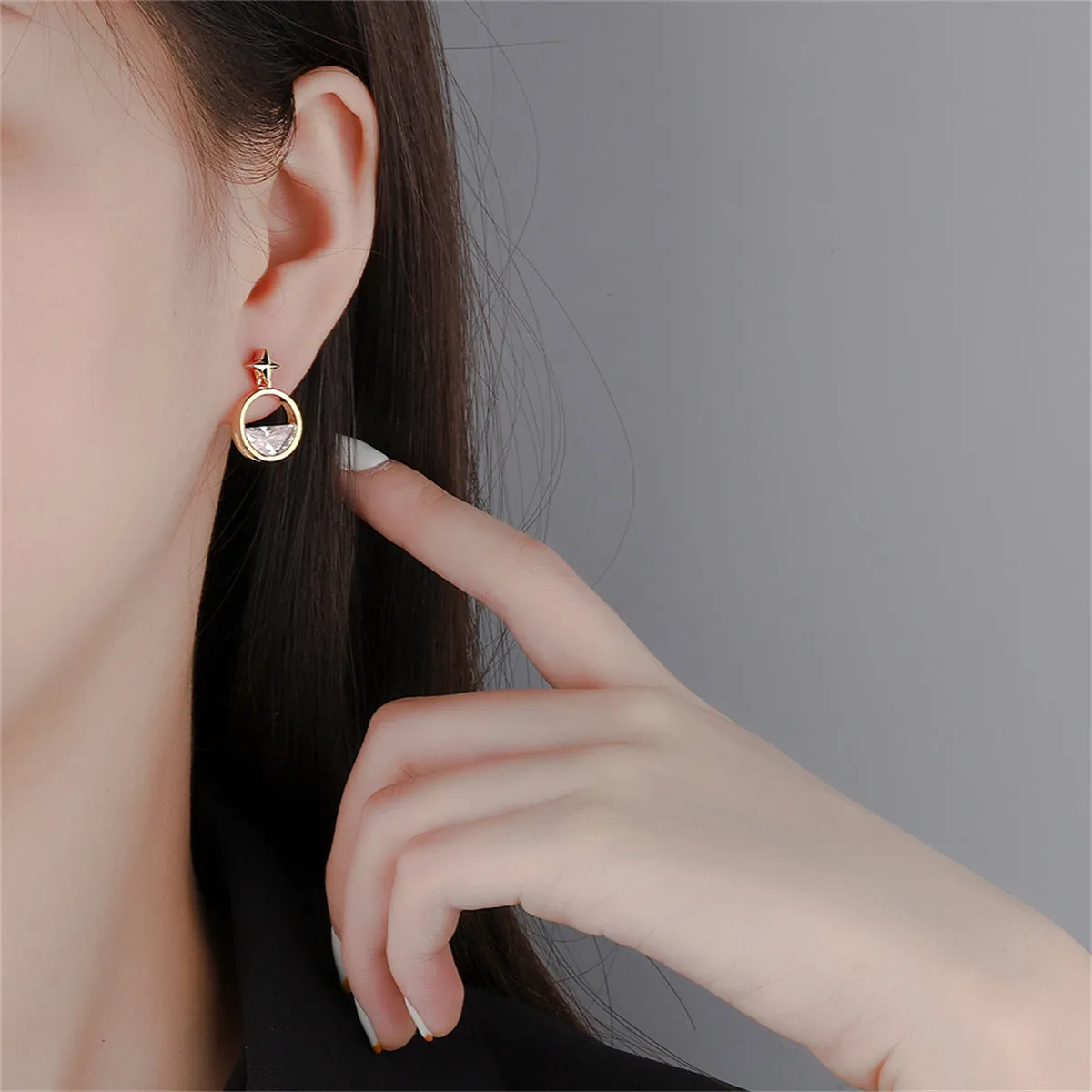 Crystal & 18K Gold-Plated Star Dangle Earring