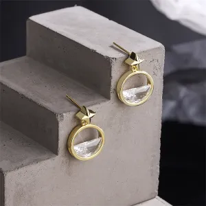 Crystal & 18K Gold-Plated Star Dangle Earring