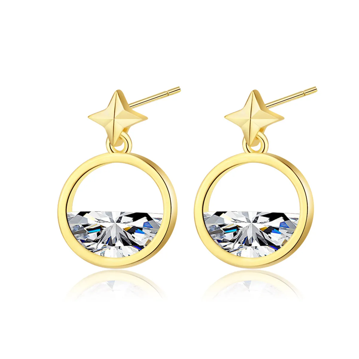 Crystal & 18K Gold-Plated Star Dangle Earring