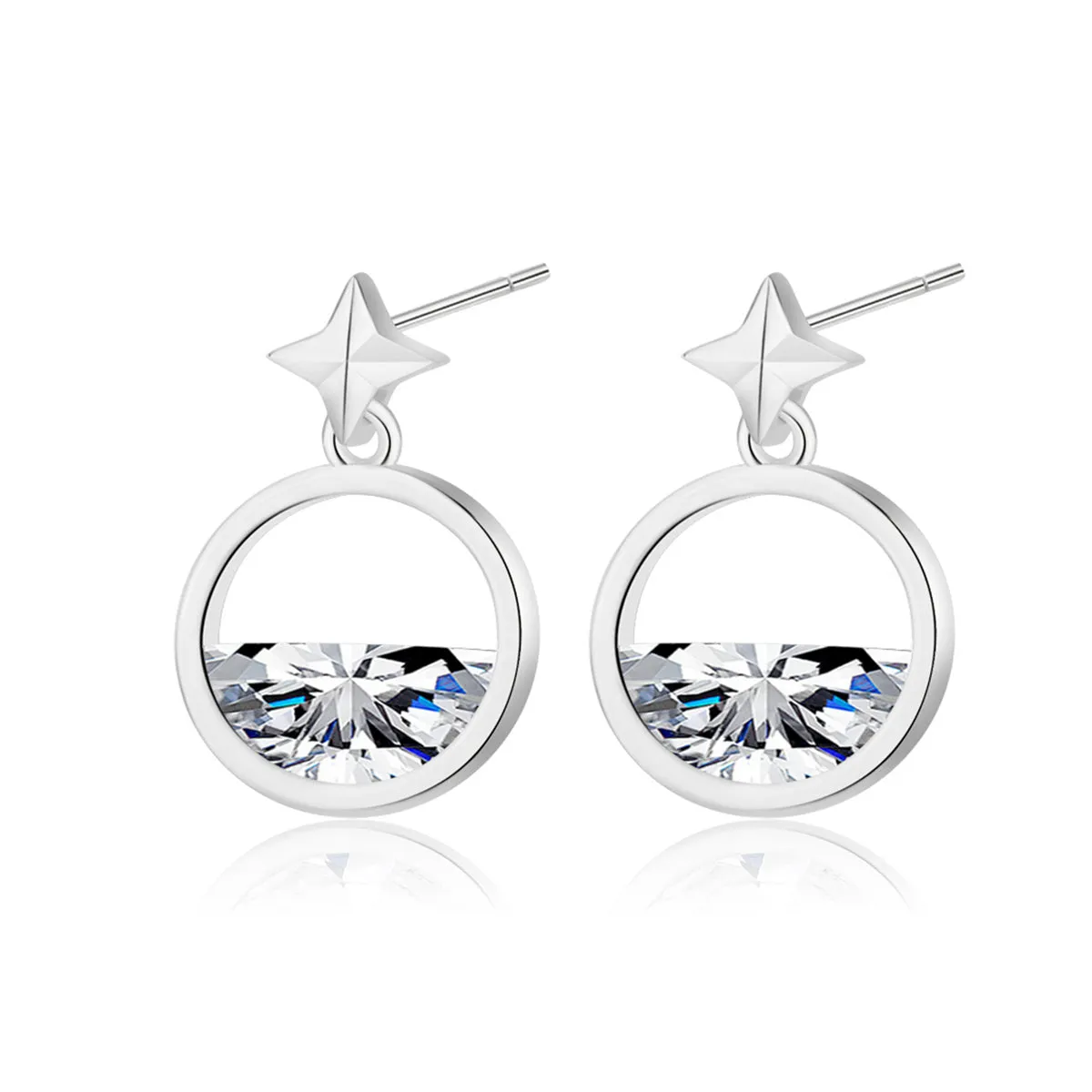 Crystal & Silver-Plated Star Dangle Earring