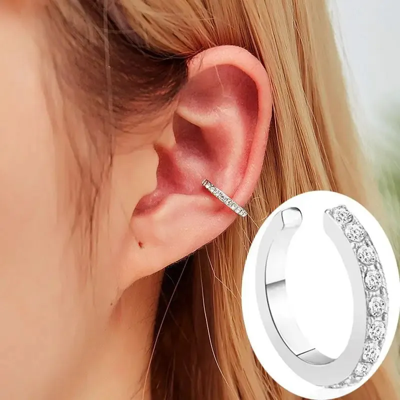 Crystal Clip Earrings For Women Zircon Earing Without Hole Jewelry Fake Earrings Single Ear Bone Clip Earings Ear Cuffs