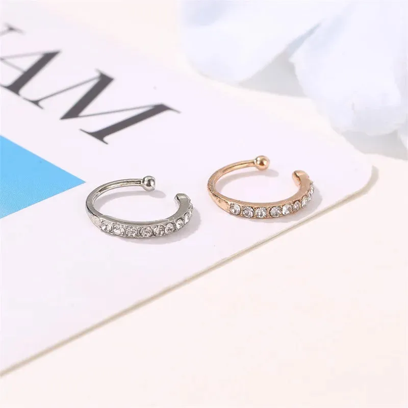 Crystal Clip Earrings For Women Zircon Earing Without Hole Jewelry Fake Earrings Single Ear Bone Clip Earings Ear Cuffs