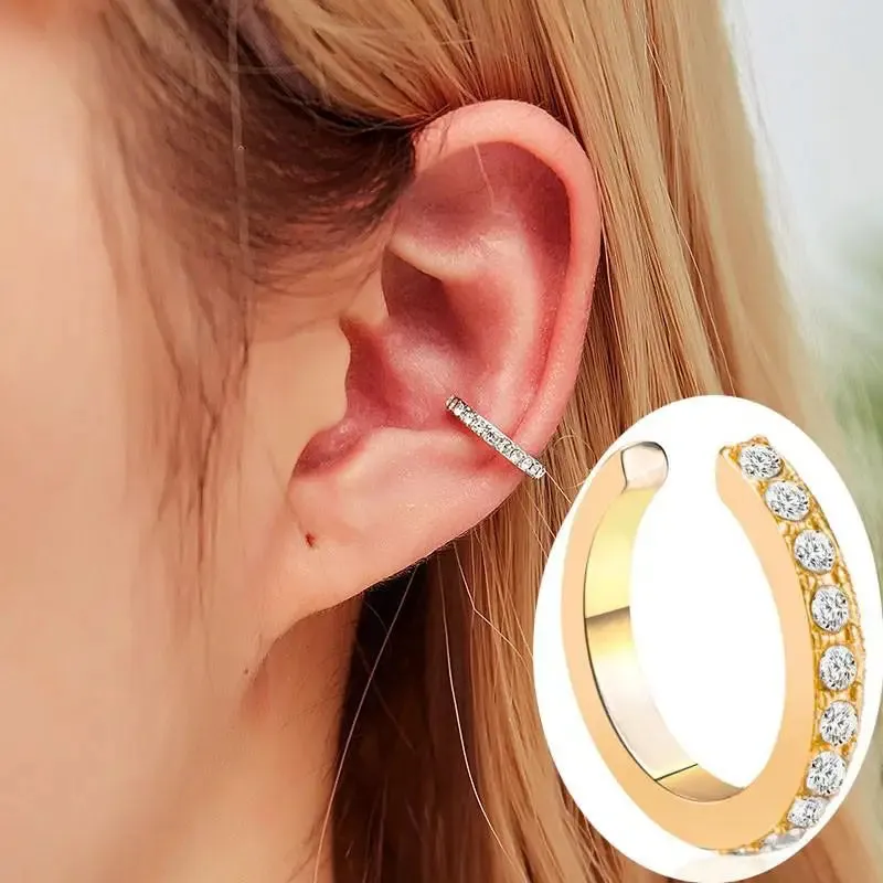 Crystal Clip Earrings For Women Zircon Earing Without Hole Jewelry Fake Earrings Single Ear Bone Clip Earings Ear Cuffs