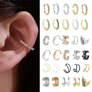 Crystal Clip Earrings For Women Zircon Earing Without Hole Jewelry Fake Earrings Single Ear Bone Clip Earings Ear Cuffs