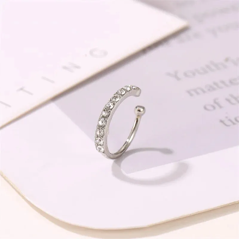 Crystal Clip Earrings For Women Zircon Earing Without Hole Jewelry Fake Earrings Single Ear Bone Clip Earings Ear Cuffs