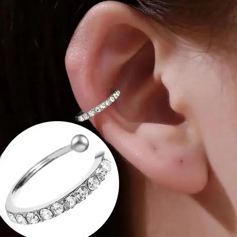 Crystal Clip Earrings For Women Zircon Earing Without Hole Jewelry Fake Earrings Single Ear Bone Clip Earings Ear Cuffs