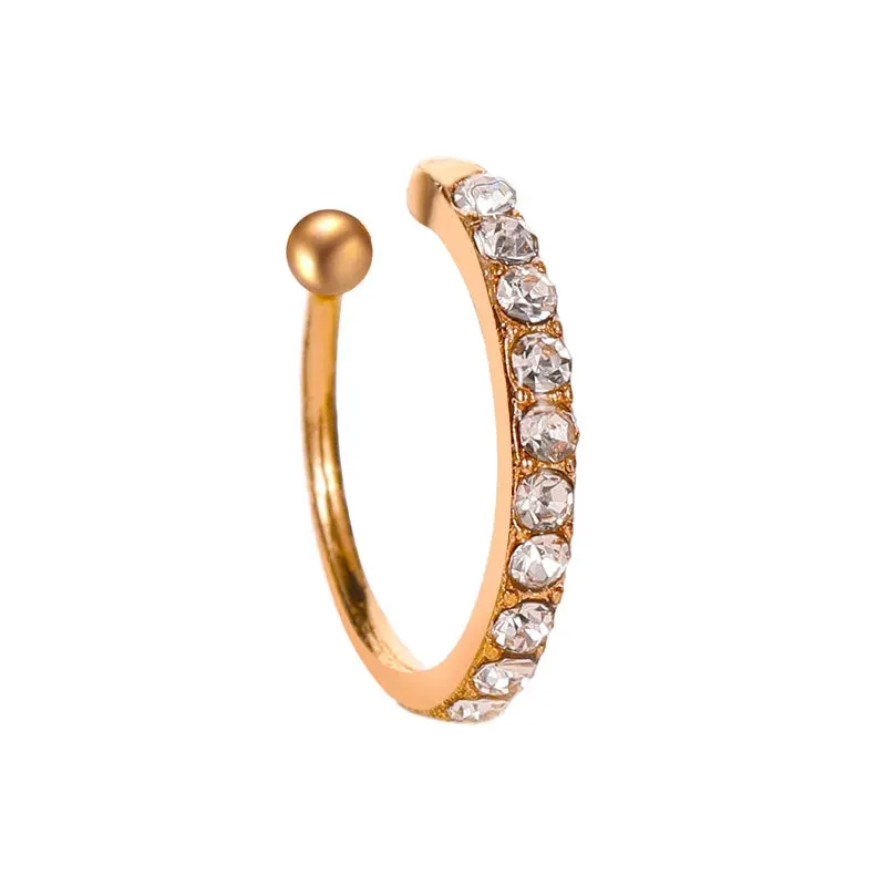 Crystal Clip Earrings For Women Zircon Earing Without Hole Jewelry Fake Earrings Single Ear Bone Clip Earings Ear Cuffs