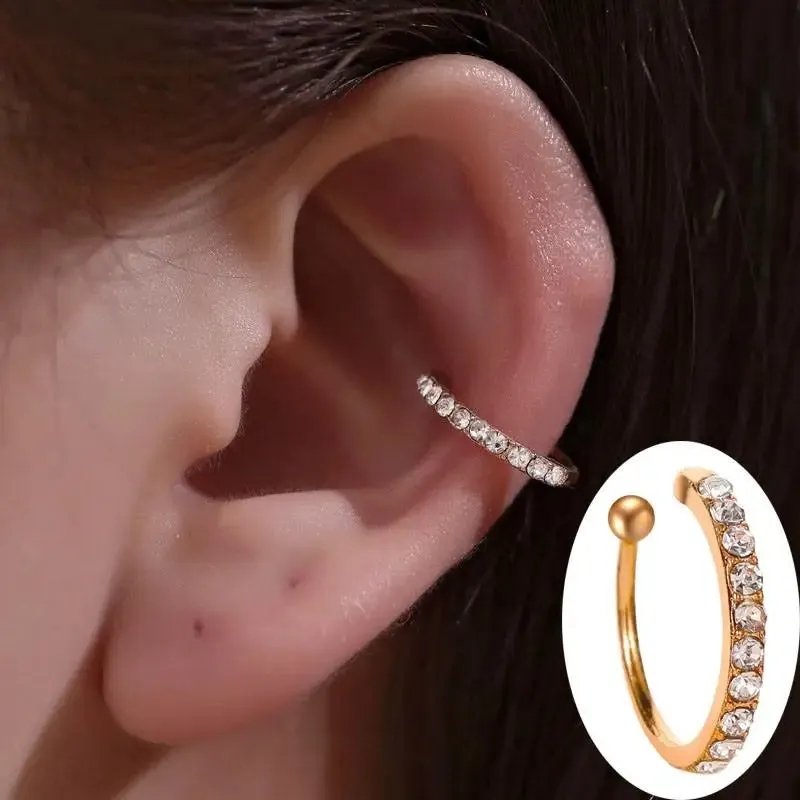 Crystal Clip Earrings For Women Zircon Earing Without Hole Jewelry Fake Earrings Single Ear Bone Clip Earings Ear Cuffs