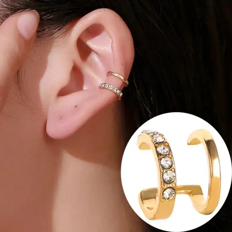 Crystal Clip Earrings For Women Zircon Earing Without Hole Jewelry Fake Earrings Single Ear Bone Clip Earings Ear Cuffs