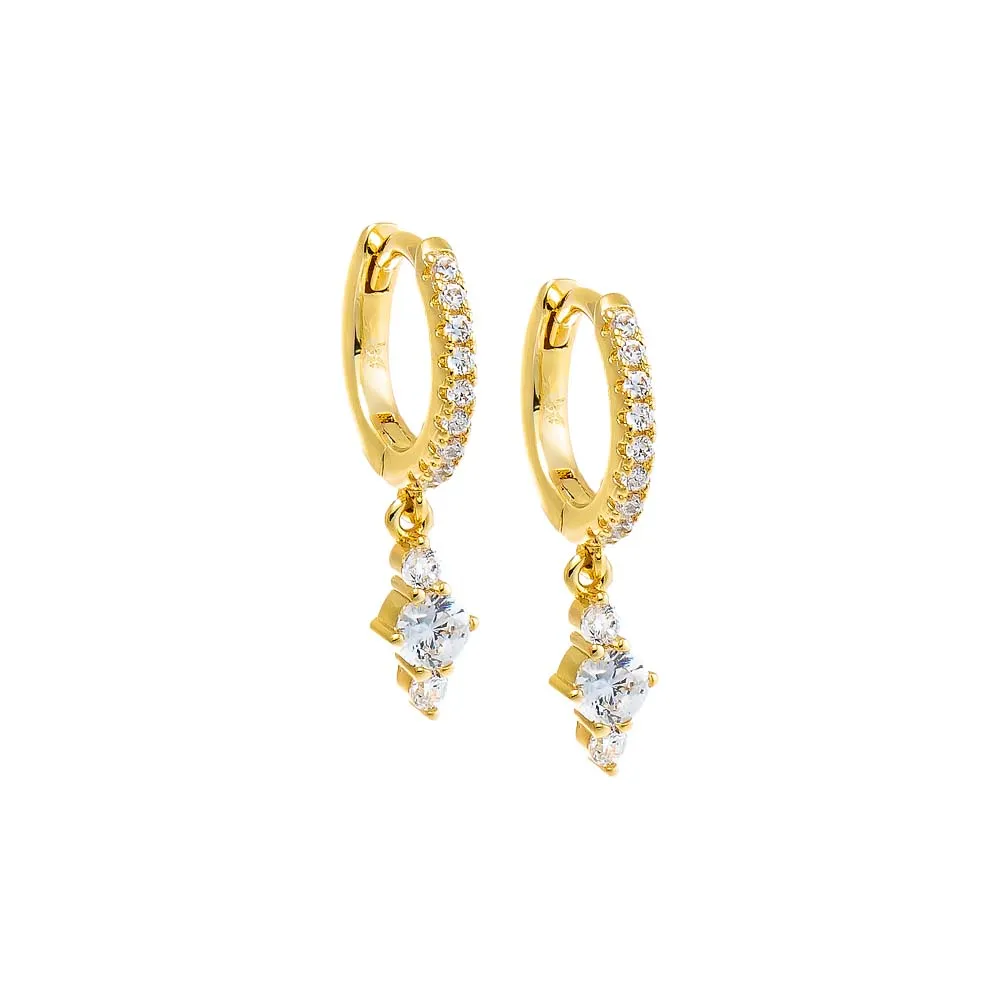 CZ Graduated Cluster Dangling Huggie Earring