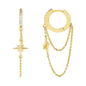 CZ Starburst Chain Huggie Earring