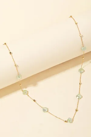 Dainty Glass Beaded Necklace- Mint