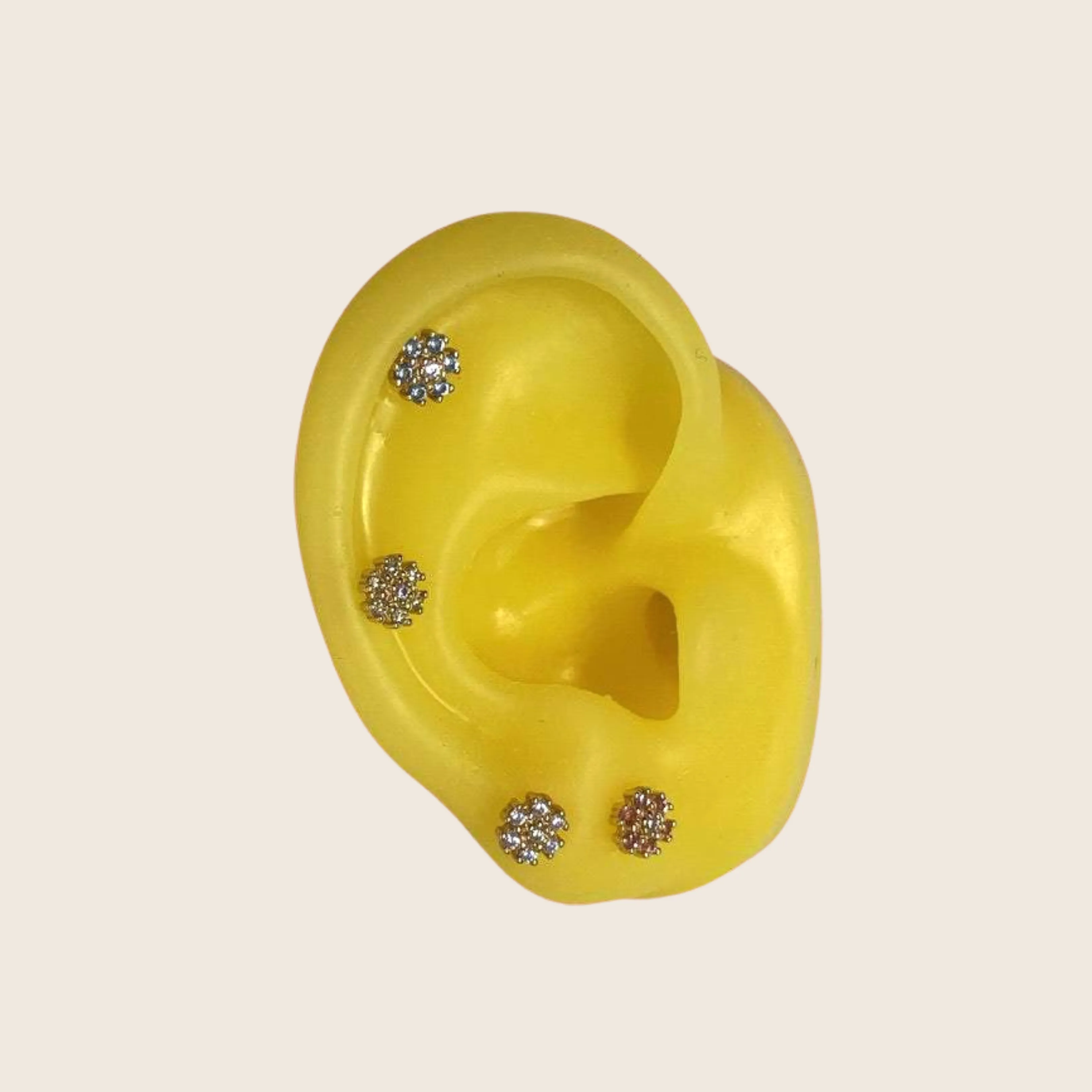 Daisy Stud Earrings & Green Leaf Ear Jacket