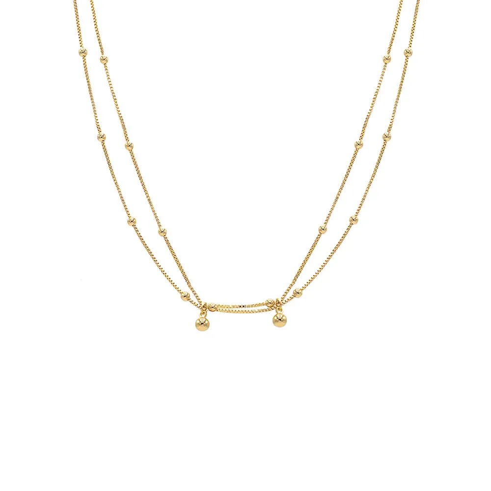 Dangling Beaded Ball Chain Necklace