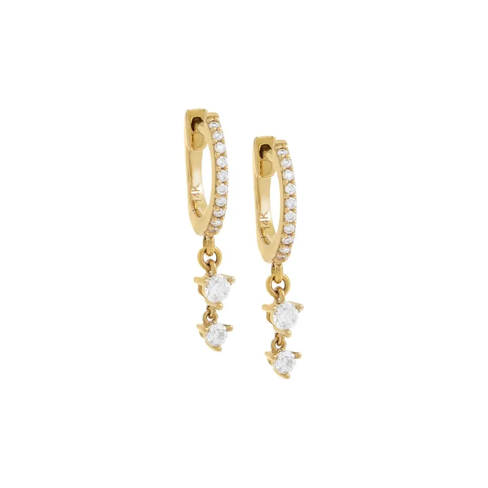 Dangling Diamond Huggie Earring 14K