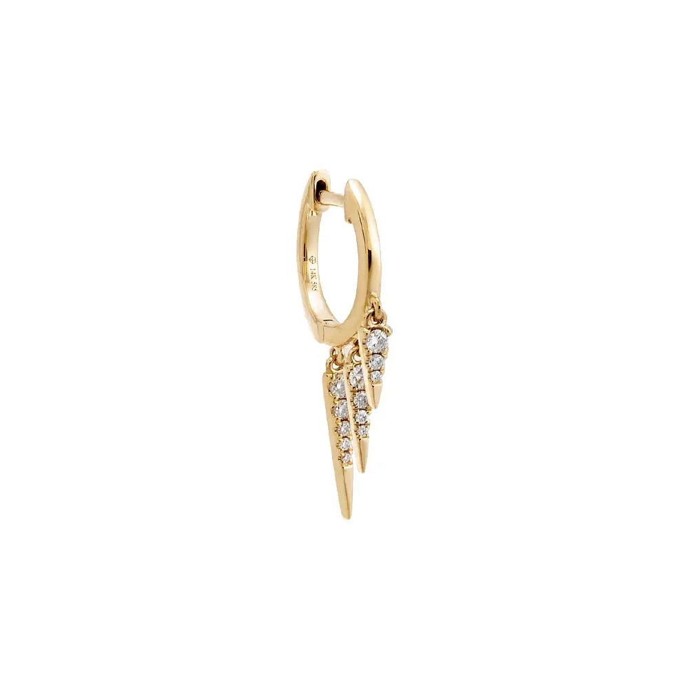 Dangling Diamond Spike Huggie Earring 14K