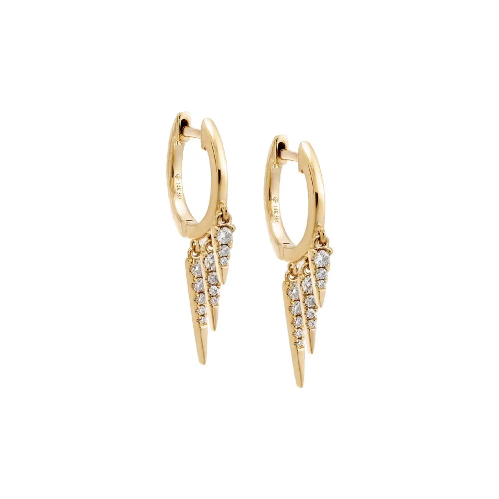 Dangling Diamond Spike Huggie Earring 14K