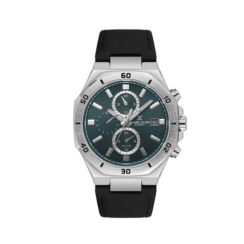 Daniel Klein Exclusive Men's Chronograph Watch Black Genuine Leather  DK.1.14003