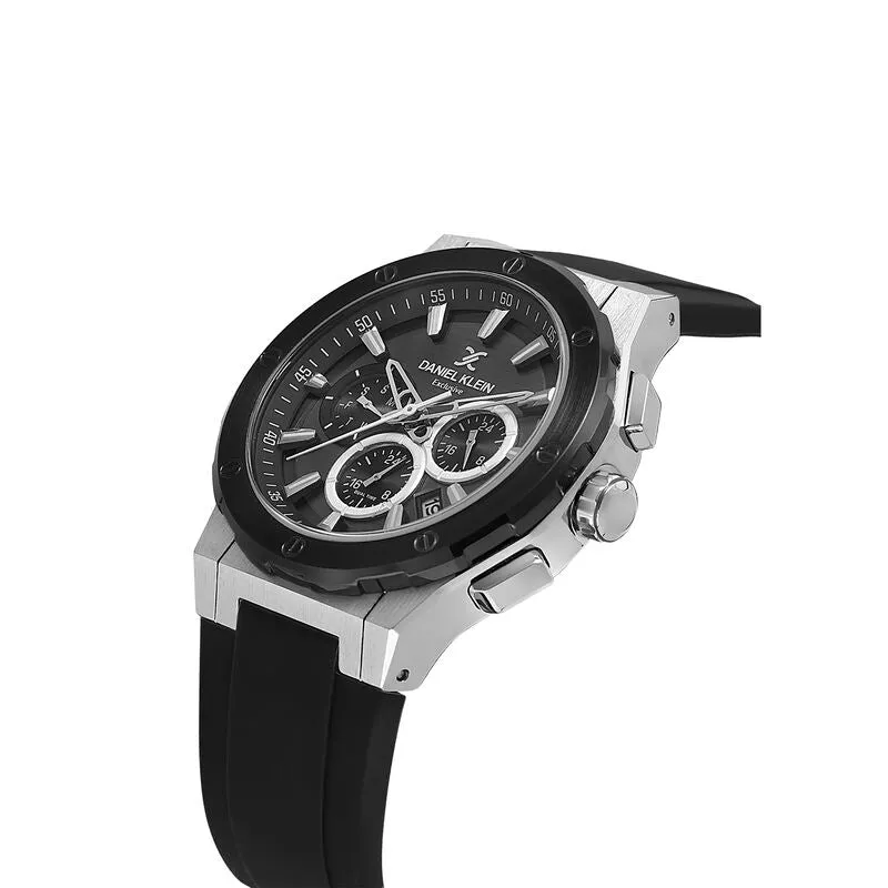 Daniel Klein Exclusive Men's Chronograph Watch Black Silicone  DK.1.13997