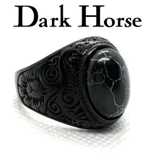 DarkHorse - Stainless Steel Black Turquoise Ring (#735Black)