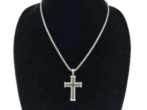 David Yurman Sterling Silver & Sapphire Cable Cross w/ Chain