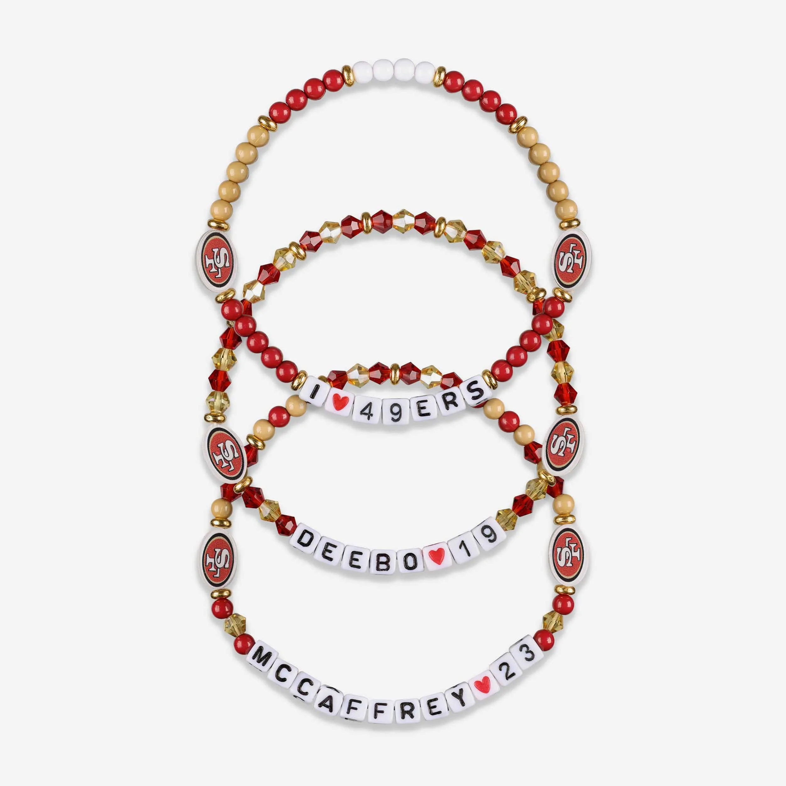 Deebo Samuel & Christian McCaffrey San Francisco 49ers 3 Pack Player Friendship Bracelet