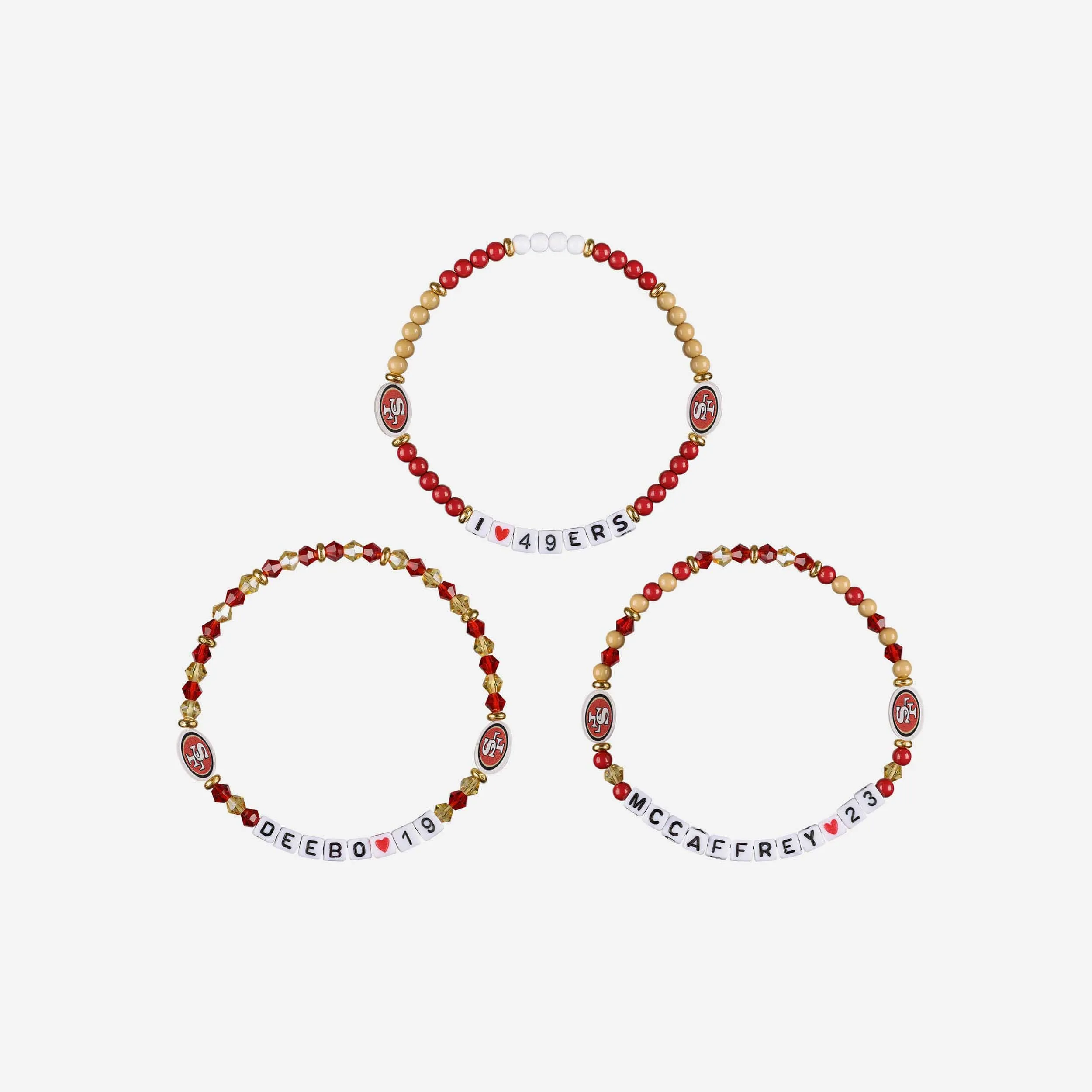 Deebo Samuel & Christian McCaffrey San Francisco 49ers 3 Pack Player Friendship Bracelet