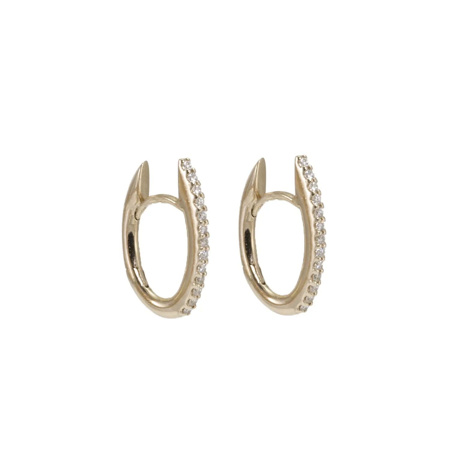 Deep Oval Diamond Huggie Earrings