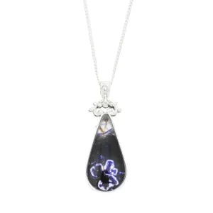 Derbyshire Blue John Large Teardrop Reversible Pendant and Chain