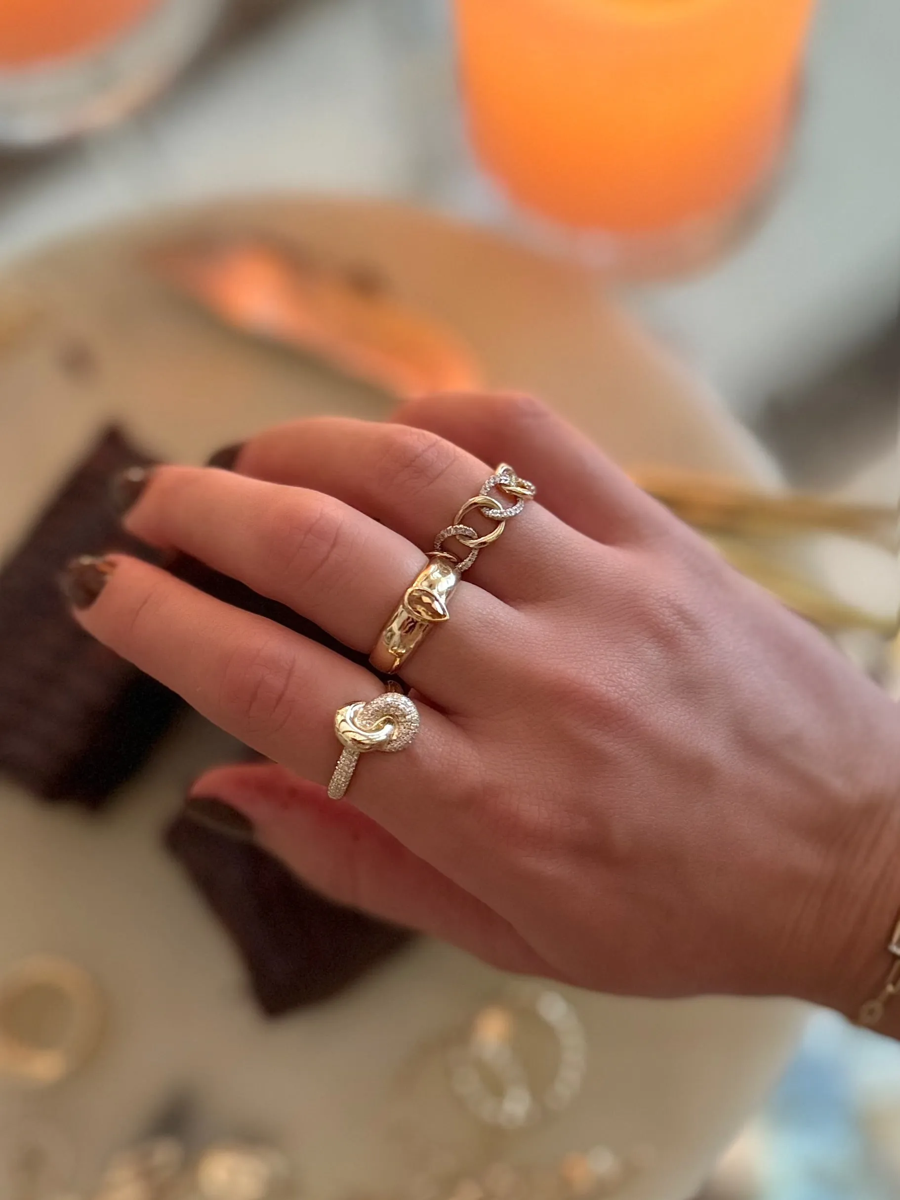 Diamond and Gold Jumbo Love Knot Ring