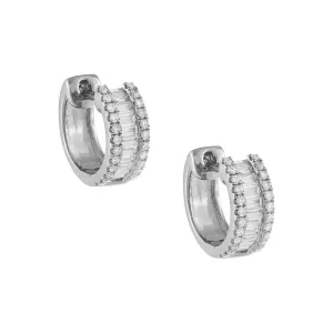 Diamond Baguette Huggie Earring 14K