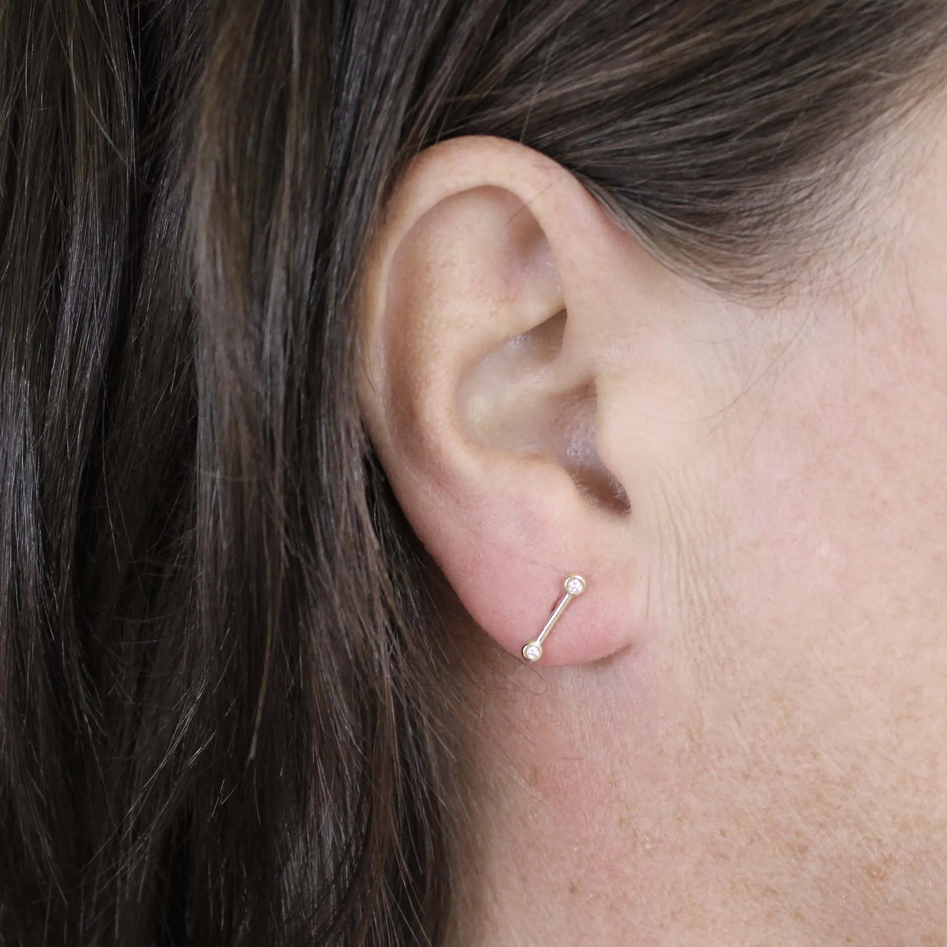 Diamond Bar Stud Earrings
