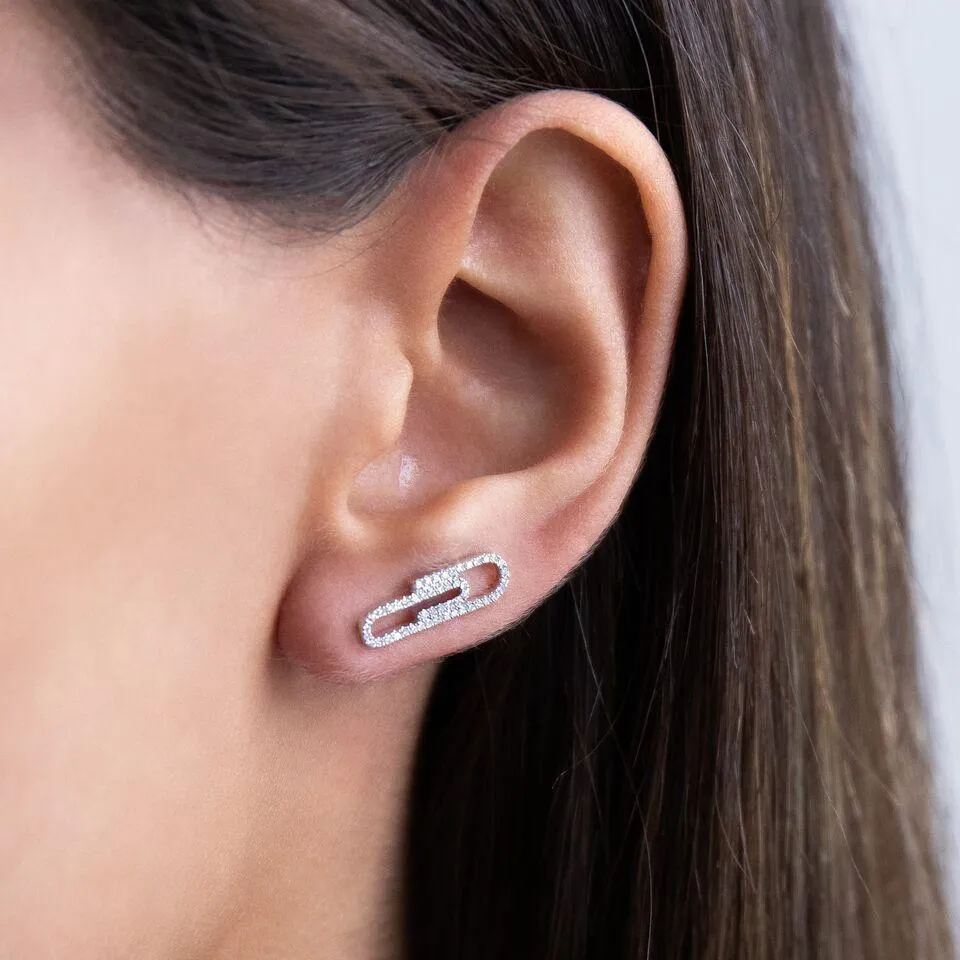 Diamond Clip Ear Climber 14K
