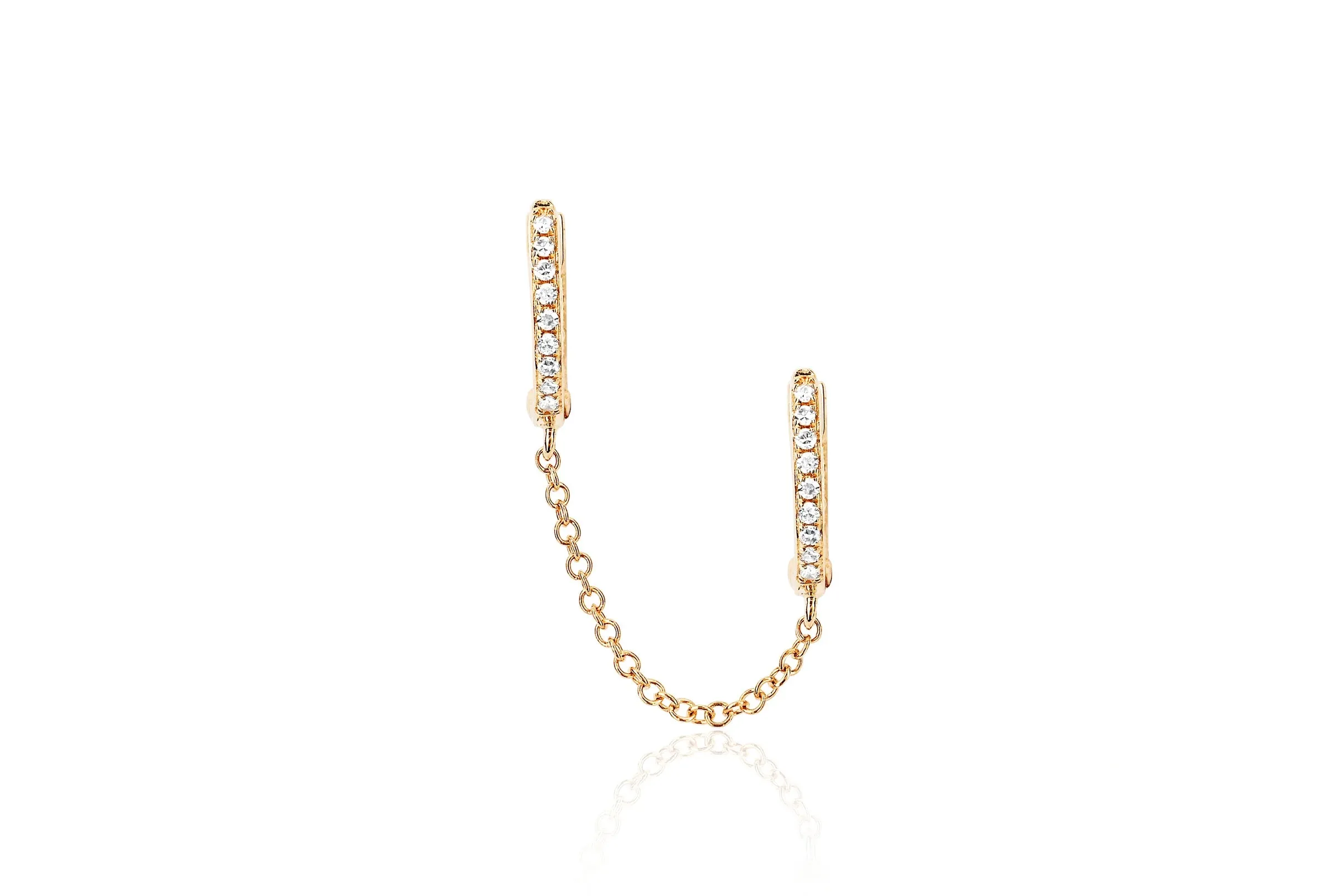 Diamond Double Mini Huggie Chain Earring