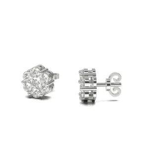 Diamond Flower-Set Earrings