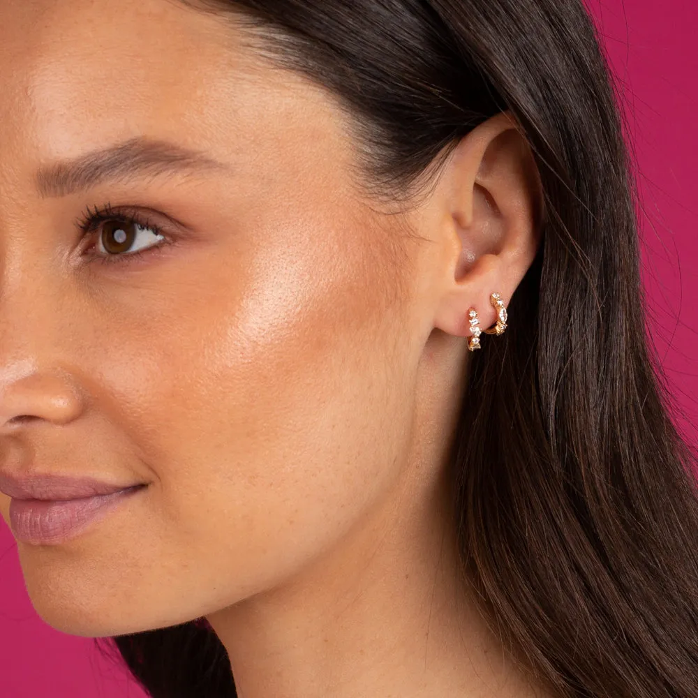 Diamond Multi Shape Huggie Earring 14K
