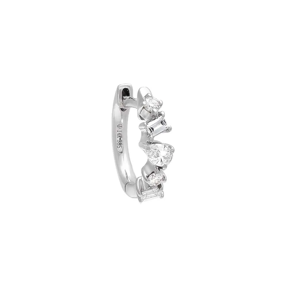 Diamond Multi Shape Huggie Earring 14K