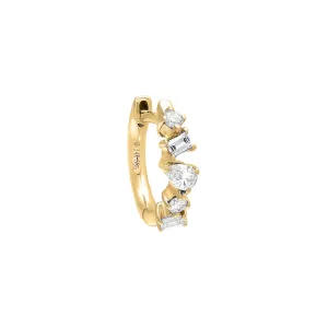 Diamond Multi Shape Huggie Earring 14K
