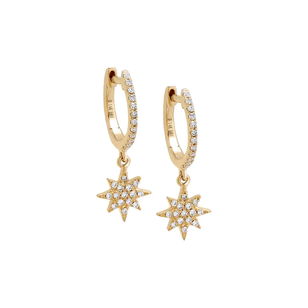 Diamond Pavé Starburst Huggie Earring 14K