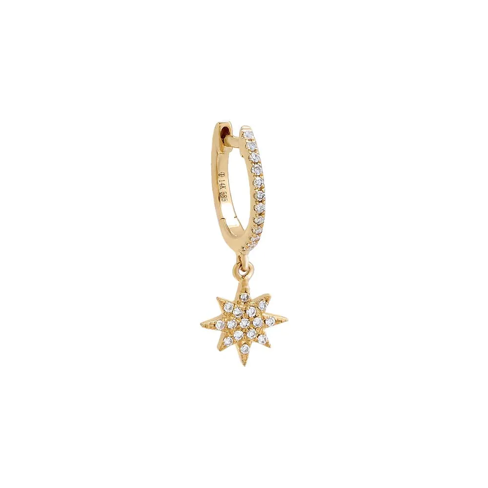 Diamond Pavé Starburst Huggie Earring 14K