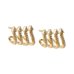 Diamond Pave Multi Claw Stud Earring 14K