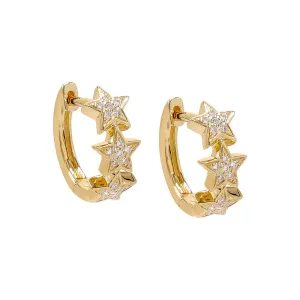 Diamond Pave Stars Huggie Earring 14K