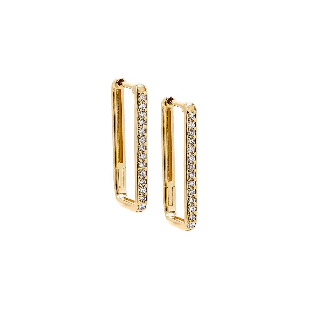 Diamond Pave U Shape Huggie Earring 14K