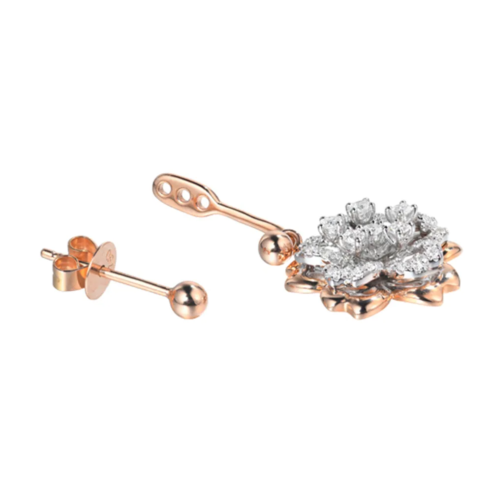 Diamond Sakura Flower Ear Jacket in Two Tone Gold