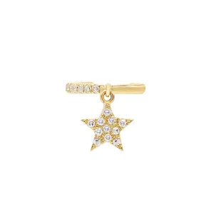 Diamond Star Dangle Ear Cuff 14K
