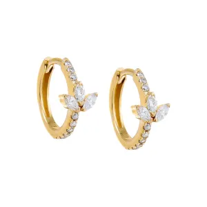 Diamond Triple Marquise Huggie Earring 14K