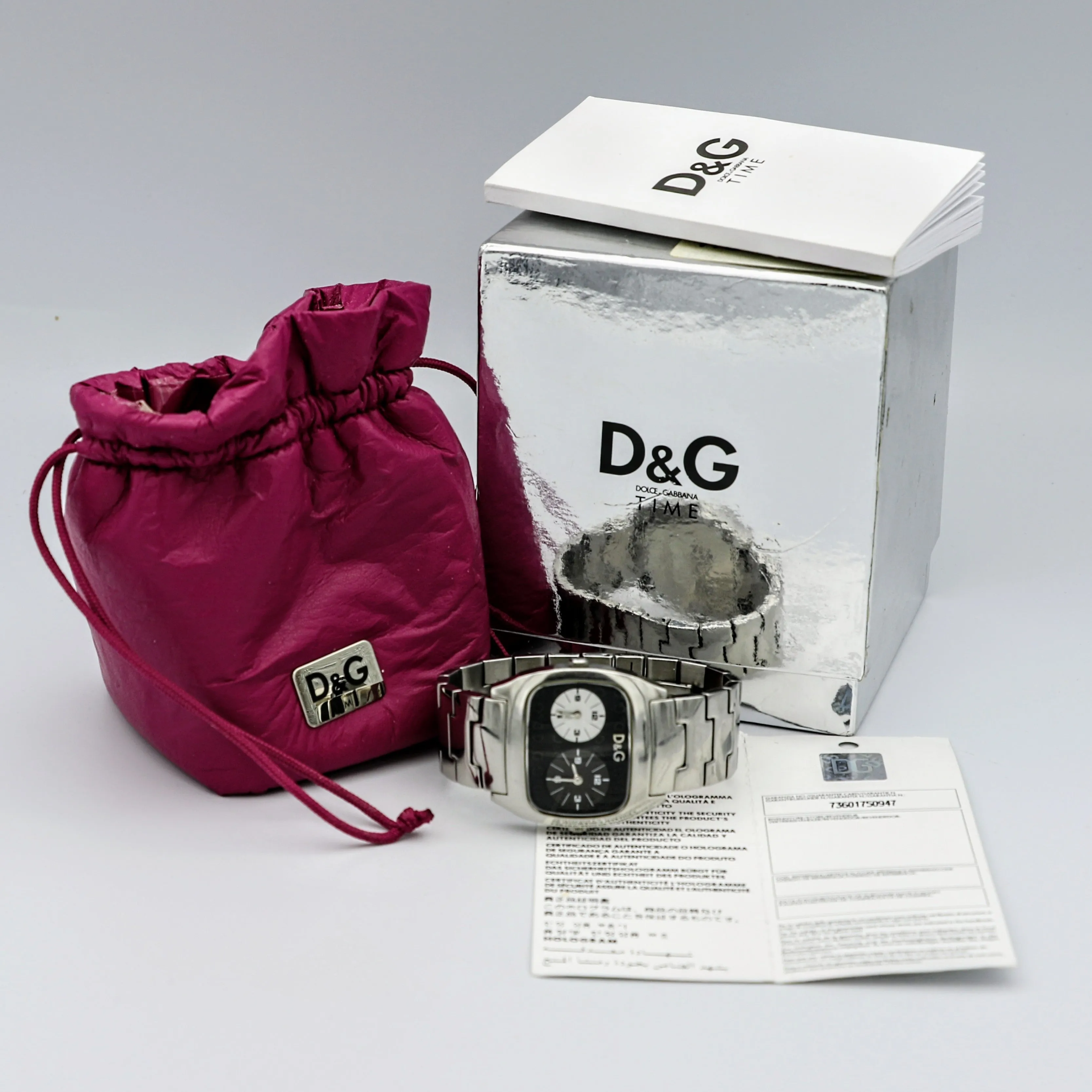 DOLCE & GABBANA Dual Time Watch Ref. DW0138 Wristwatch - Original D&G Box, Bag & Papers!