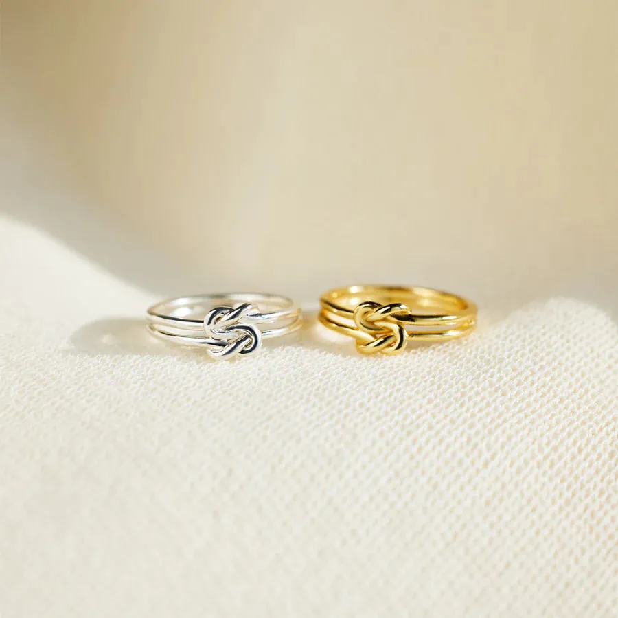 Double Band Square Knot Forever Ring