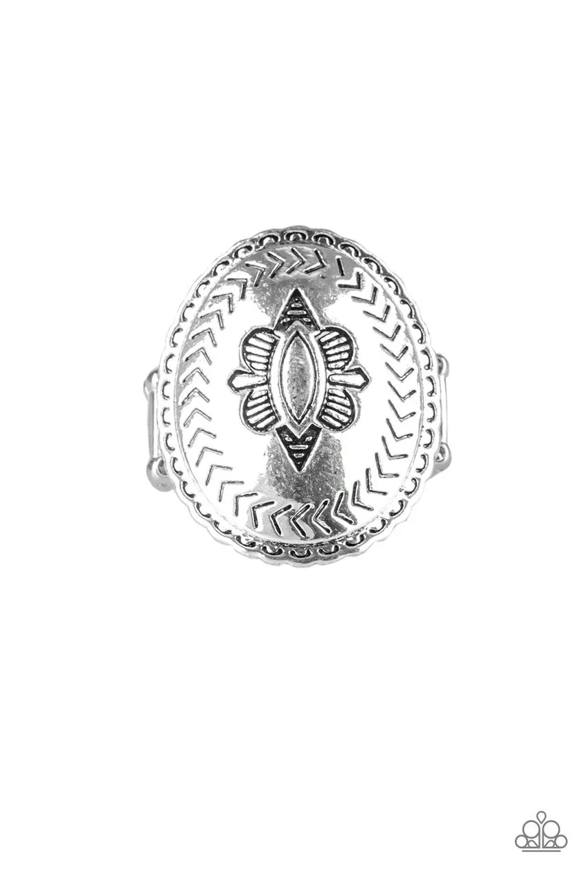 Down and OUTBACK - Silver - Artisan Flower Paparazzi Ring