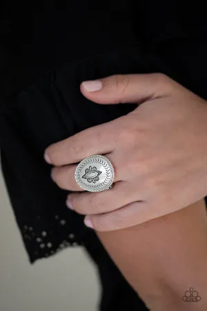 Down and OUTBACK - Silver - Artisan Flower Paparazzi Ring